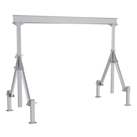 Vestil Aluminum Adjustable Height Gantry Crane w/Adjustable Leveling Option 12ft. x 10 ft. 2K Silver AHA-2-12-10-ALO